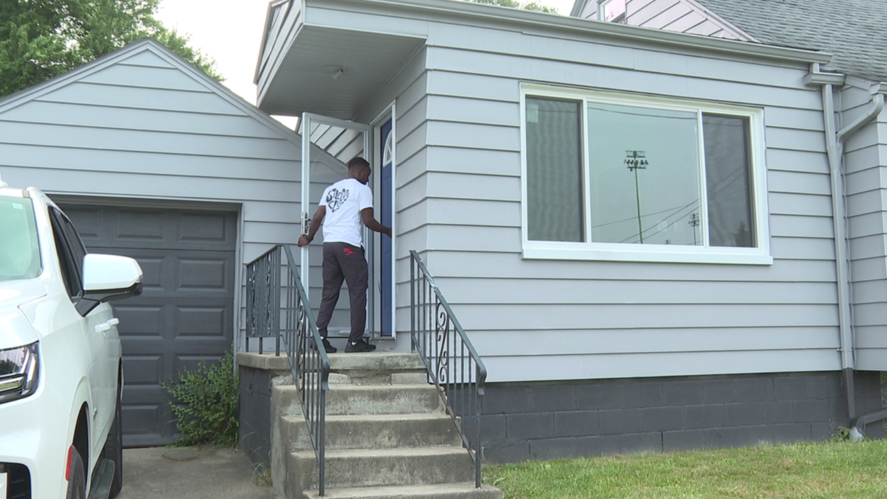 Keondre Johnson, 30, of Youngstown, worked through the Mahoning County Land Bank to renovate a home on E. Lucius Avenue.